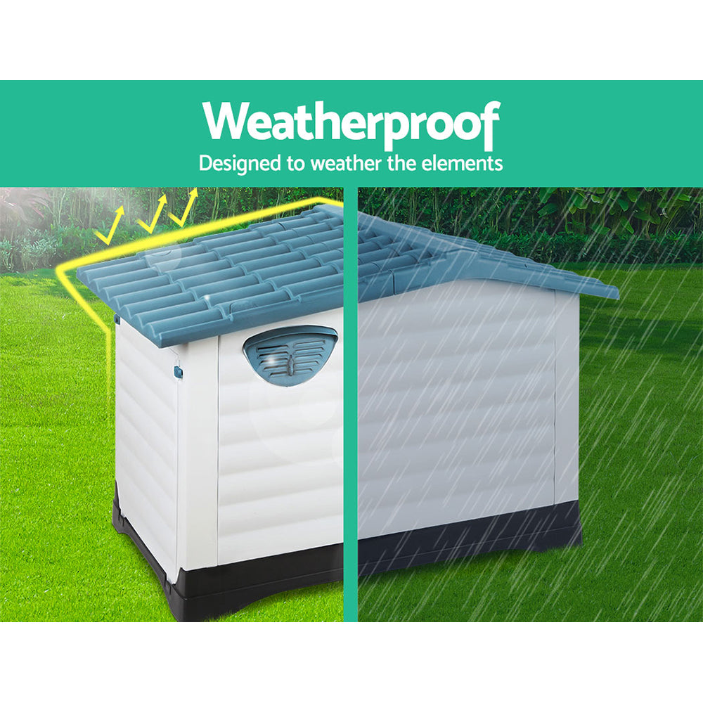 Dog Kennel Large Blue Polypropylene Pet House 98cm x 69cm x 68cm Homecoze
