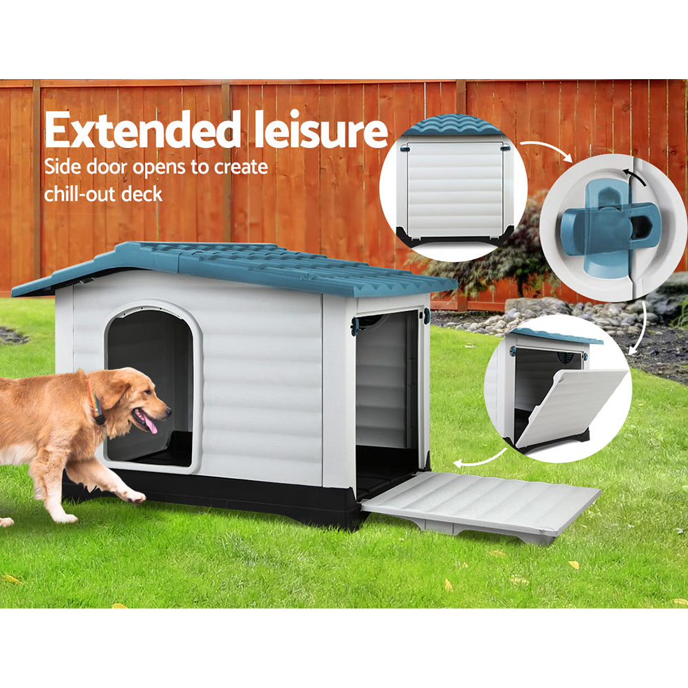 Dog Kennel Large Blue Polypropylene Pet House 98cm x 69cm x 68cm Homecoze