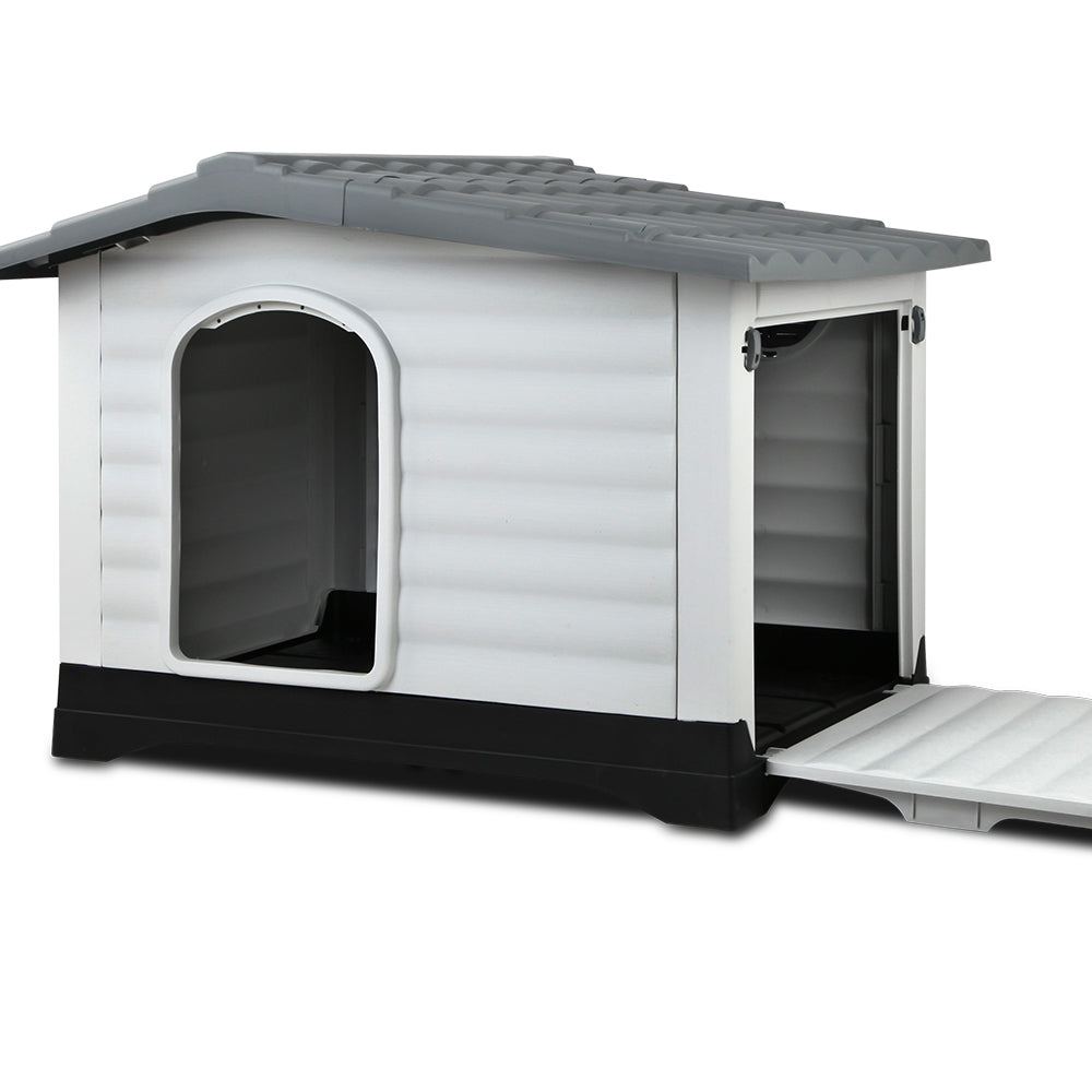 Dog Kennel Large Grey Polypropylene Pet House 98cm x 69cm x 68cm Homecoze