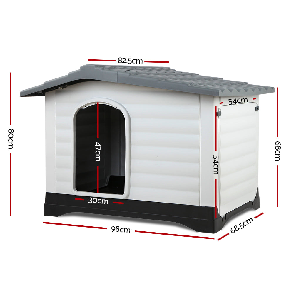 Dog Kennel Large Grey Polypropylene Pet House 98cm x 69cm x 68cm Homecoze