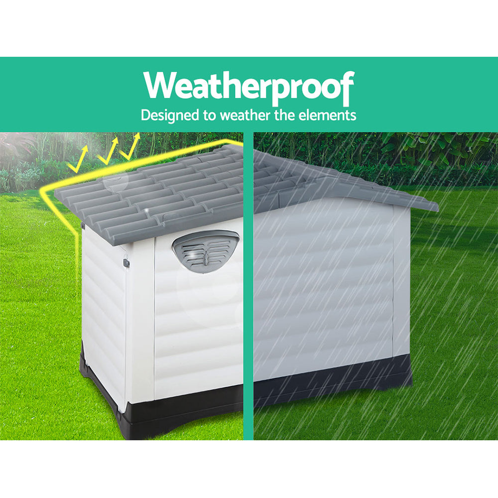 Dog Kennel Large Grey Polypropylene Pet House 98cm x 69cm x 68cm Homecoze