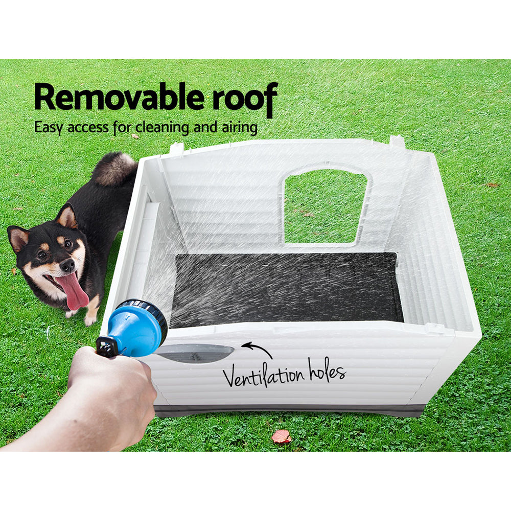 Dog Kennel Large Grey Polypropylene Pet House 98cm x 69cm x 68cm Homecoze