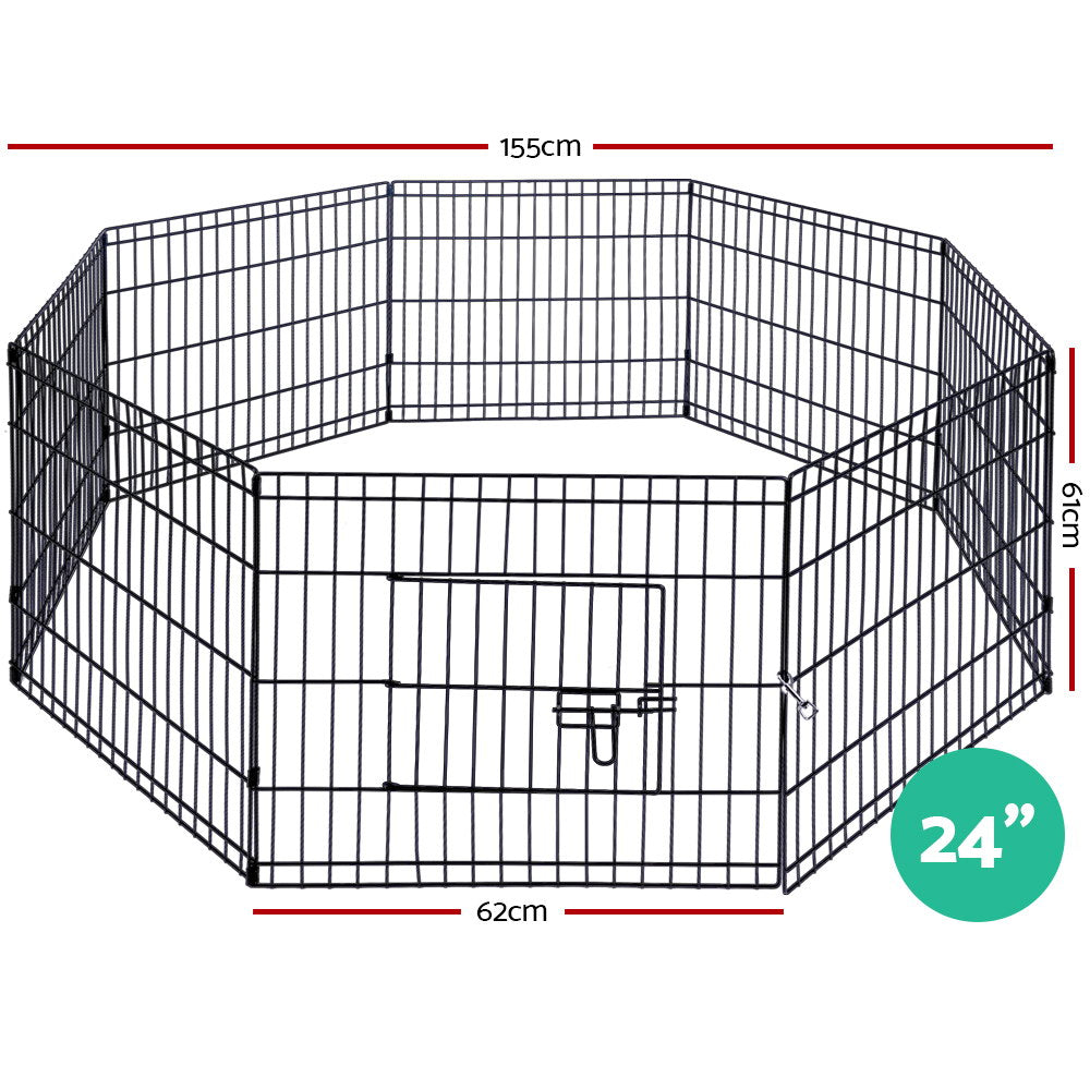Pet Playpen 24" 8 Panel Dog Puppy Exercise Cage Enclosure Fence - Homecoze