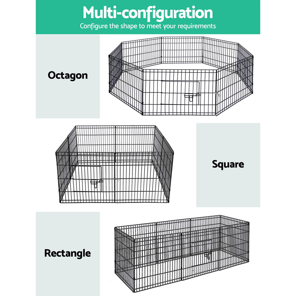 Pet Playpen 24" 8 Panel Dog Puppy Exercise Cage Enclosure Fence - Homecoze