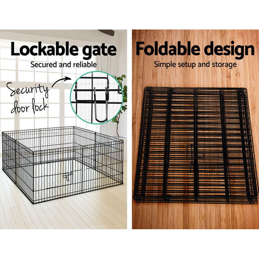 Pet Playpen 24" 8 Panel Dog Puppy Exercise Cage Enclosure Fence - Homecoze