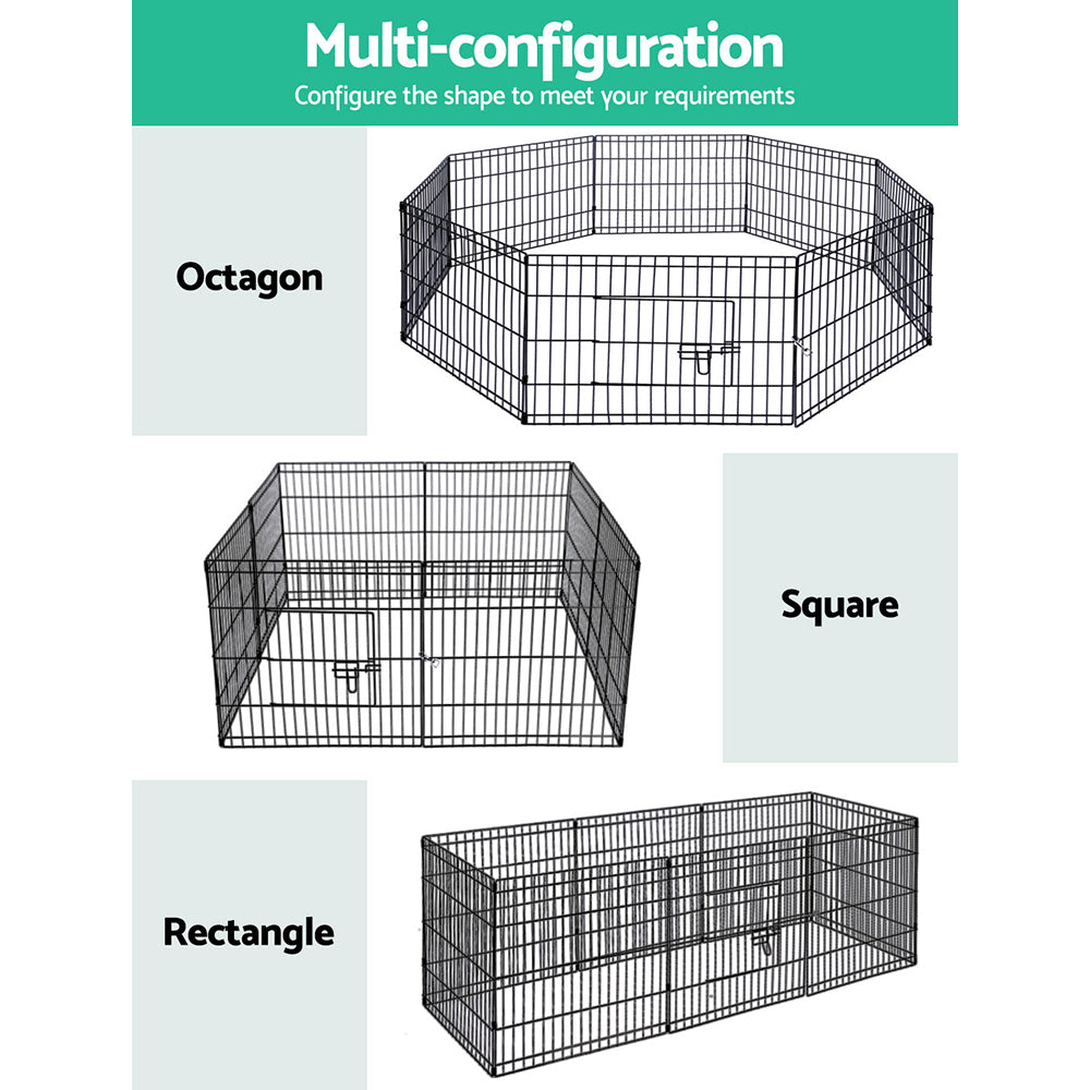 Set of 2 x Pet Playpens 24" 8 Panel Dog Puppy Exercise Cage Enclosure Fence - Homecoze