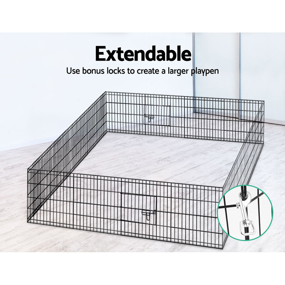 Set of 2 x Pet Playpens 24" 8 Panel Dog Puppy Exercise Cage Enclosure Fence - Homecoze
