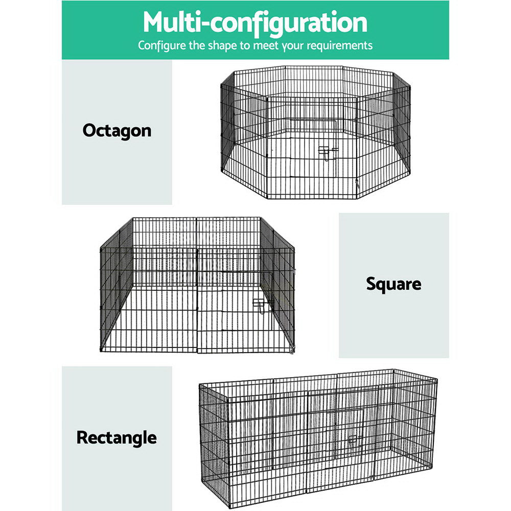 Set of 2 x Pet Playpen 30" 8 Panel Dog Puppy Exercise Cage Enclosure Fence - Homecoze