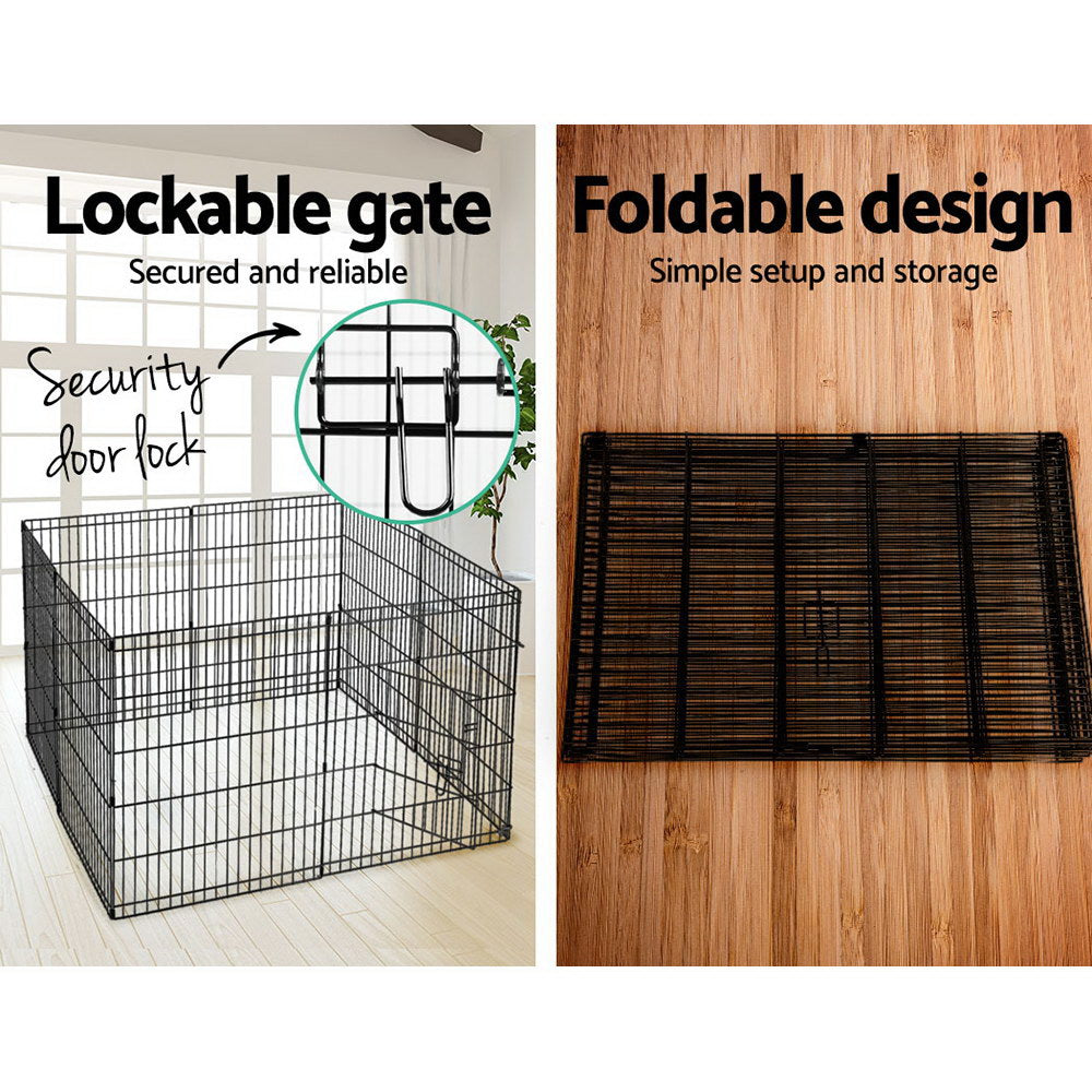 Set of 2 x Pet Playpen 30" 8 Panel Dog Puppy Exercise Cage Enclosure Fence - Homecoze