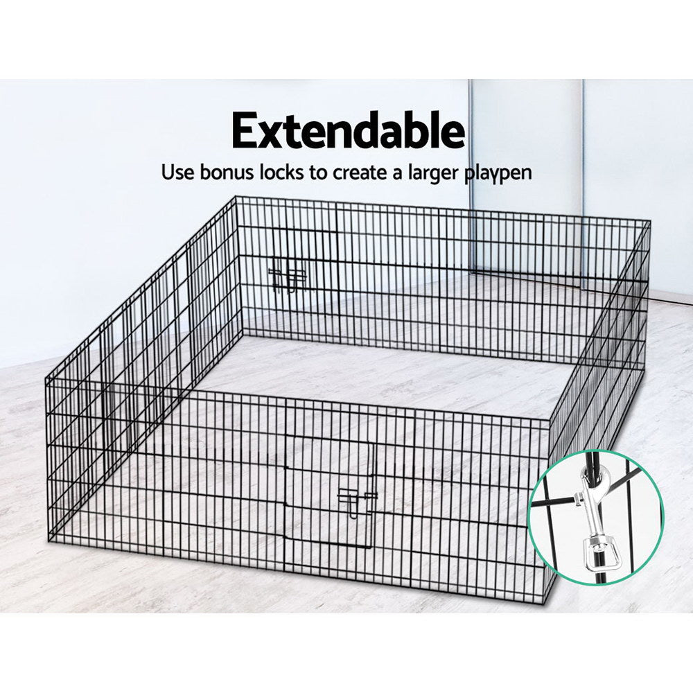 Set of 2 x Pet Playpen 30" 8 Panel Dog Puppy Exercise Cage Enclosure Fence - Homecoze