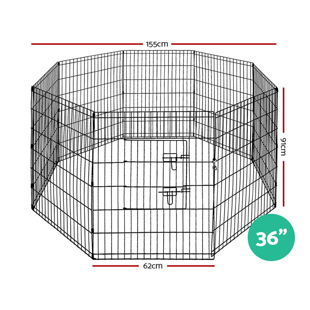 Pet Playpen 36" 8 Panel Dog Puppy Exercise Cage Enclosure Fence - Homecoze