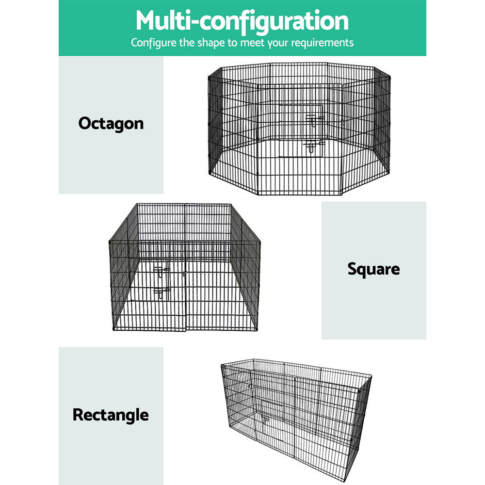 Set of 2 x Pet Playpen 36" 8 Panel Dog Puppy Exercise Cage Enclosure Fence - Homecoze