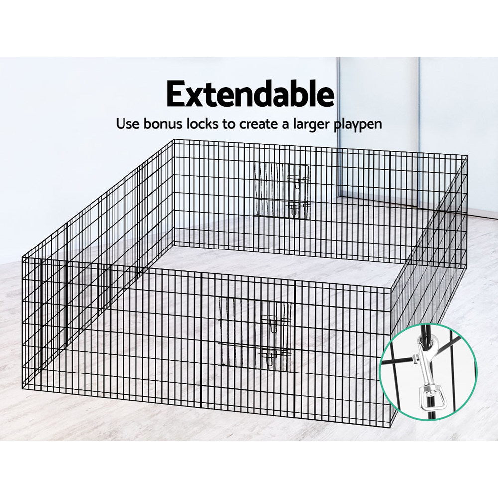 Set of 2 x Pet Playpen 36" 8 Panel Dog Puppy Exercise Cage Enclosure Fence - Homecoze