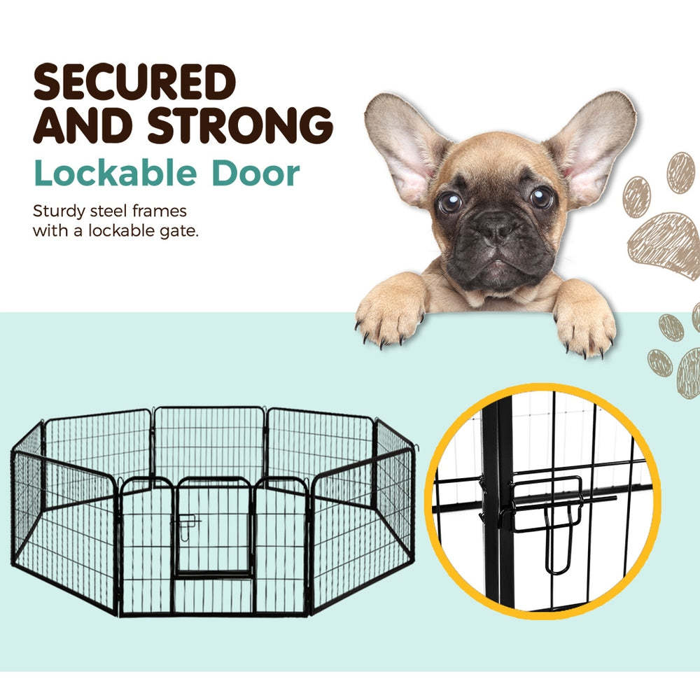 Pet Playpen Dog Puppy 8 Panel Exercise Cage Enclosure Fence 80x60cm Homecoze