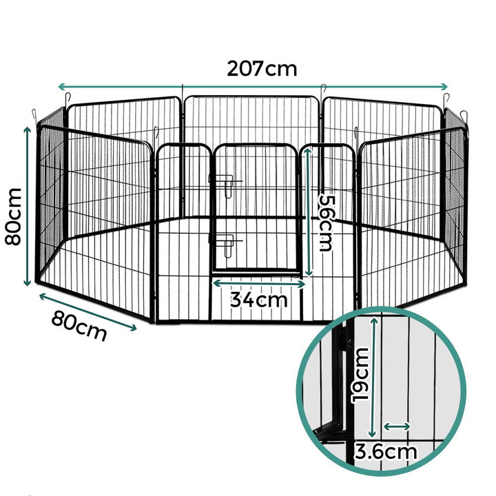 Pet Playpen Dog Puppy 8 Panel Exercise Cage Enclosure Fence 80x80cm Homecoze