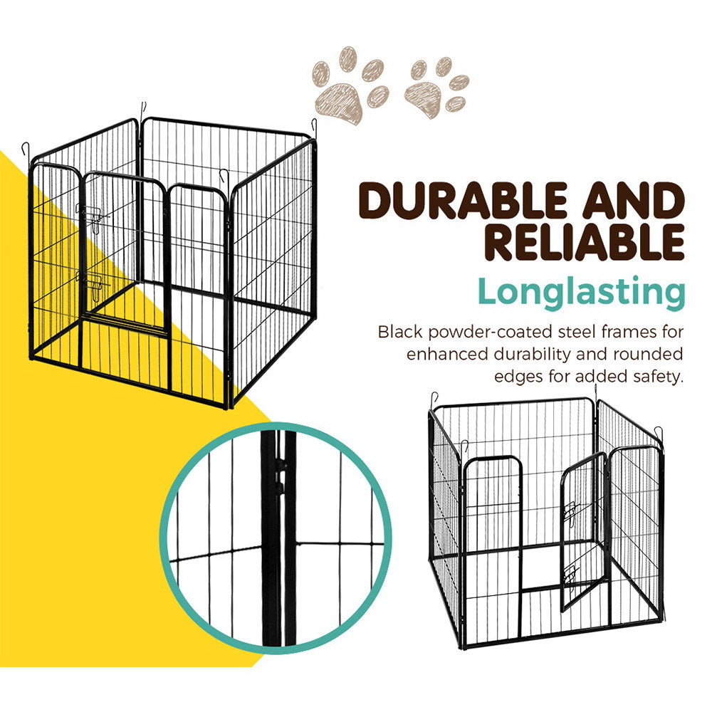 Pet Playpen Dog Puppy 8 Panel Exercise Cage Enclosure Fence 80x80cm Homecoze