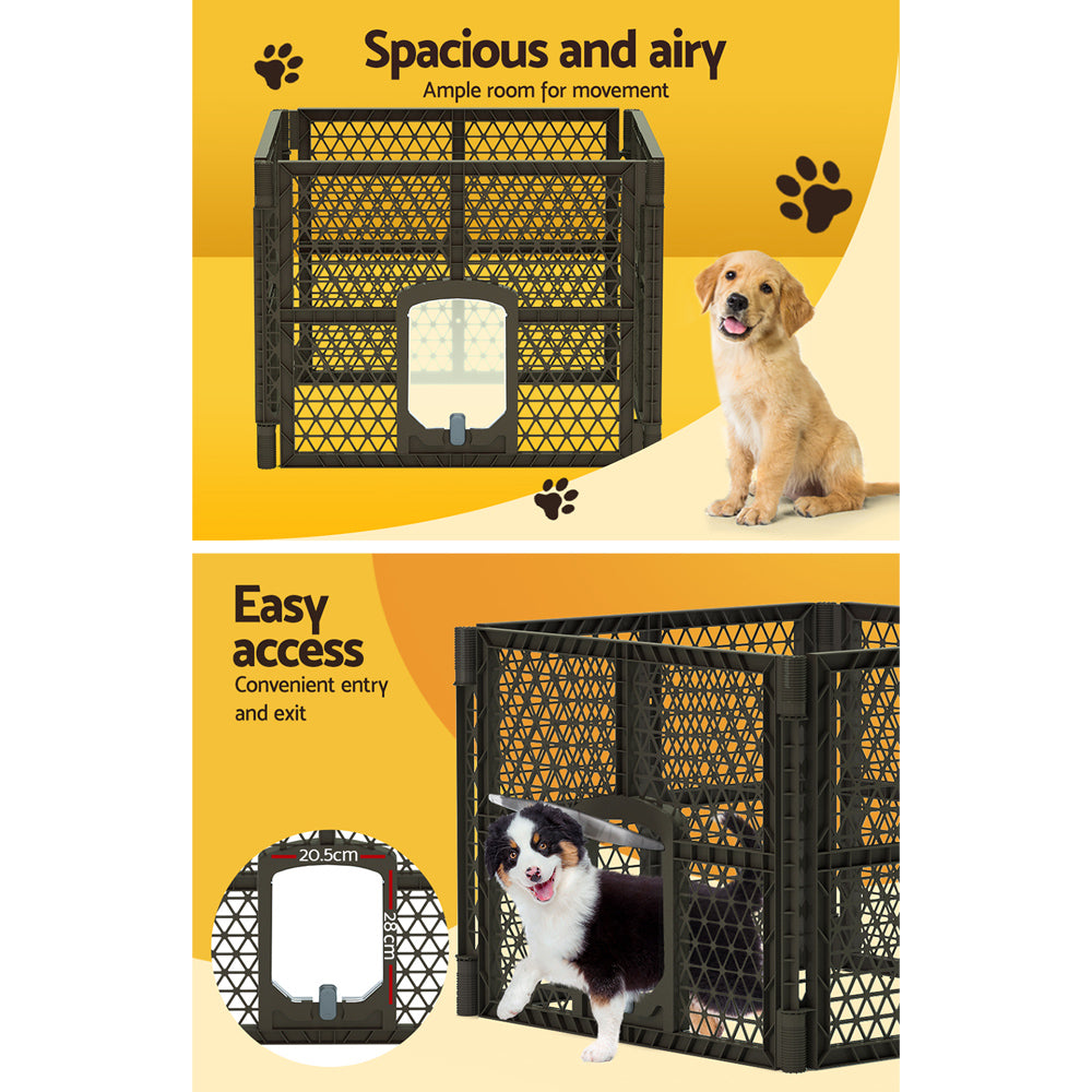 Pet Playpen Dog Puppy Enclosure 4 Panel Fence Plastic Play Pen Foldable Homecoze