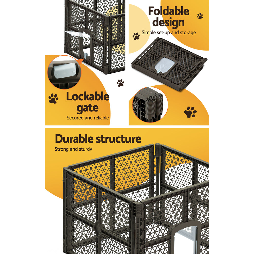 Pet Playpen Dog Puppy Enclosure 4 Panel Fence Plastic Play Pen Foldable Homecoze
