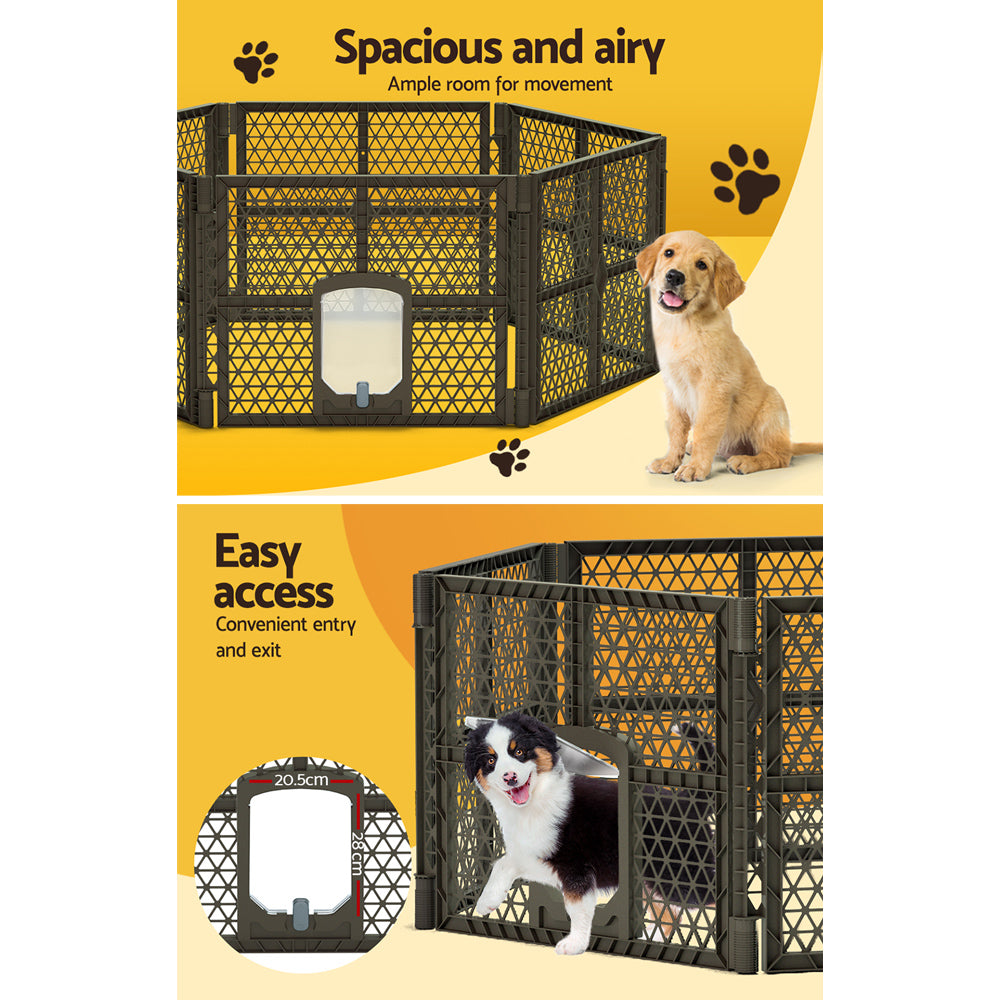 Pet Playpen Dog Puppy Enclosure 6 Panel Fence Plastic Play Pen Foldable Homecoze