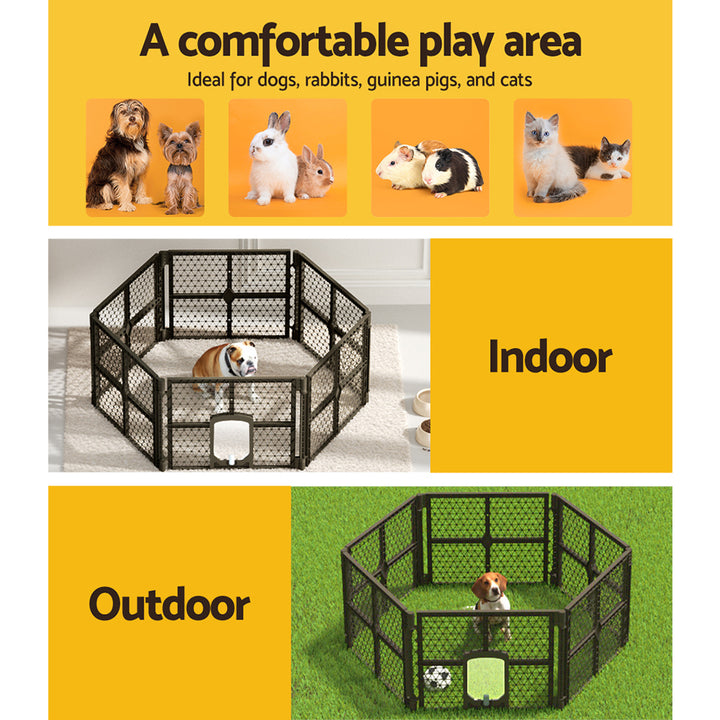 Pet Playpen Dog Puppy Enclosure 6 Panel Fence Plastic Play Pen Foldable Homecoze