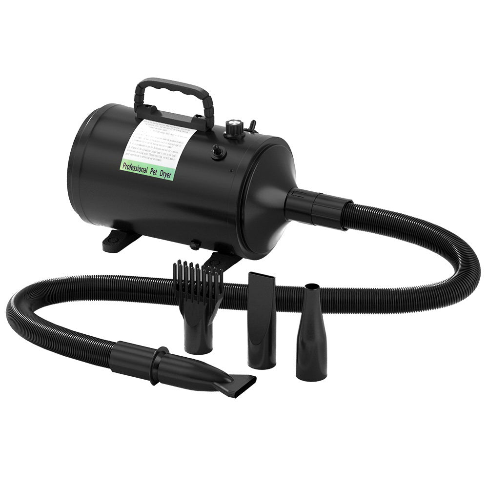 Pet Dryer Dog Cat Grooming Speed Heater Blower Hairdryer Low Noise - Black - Homecoze