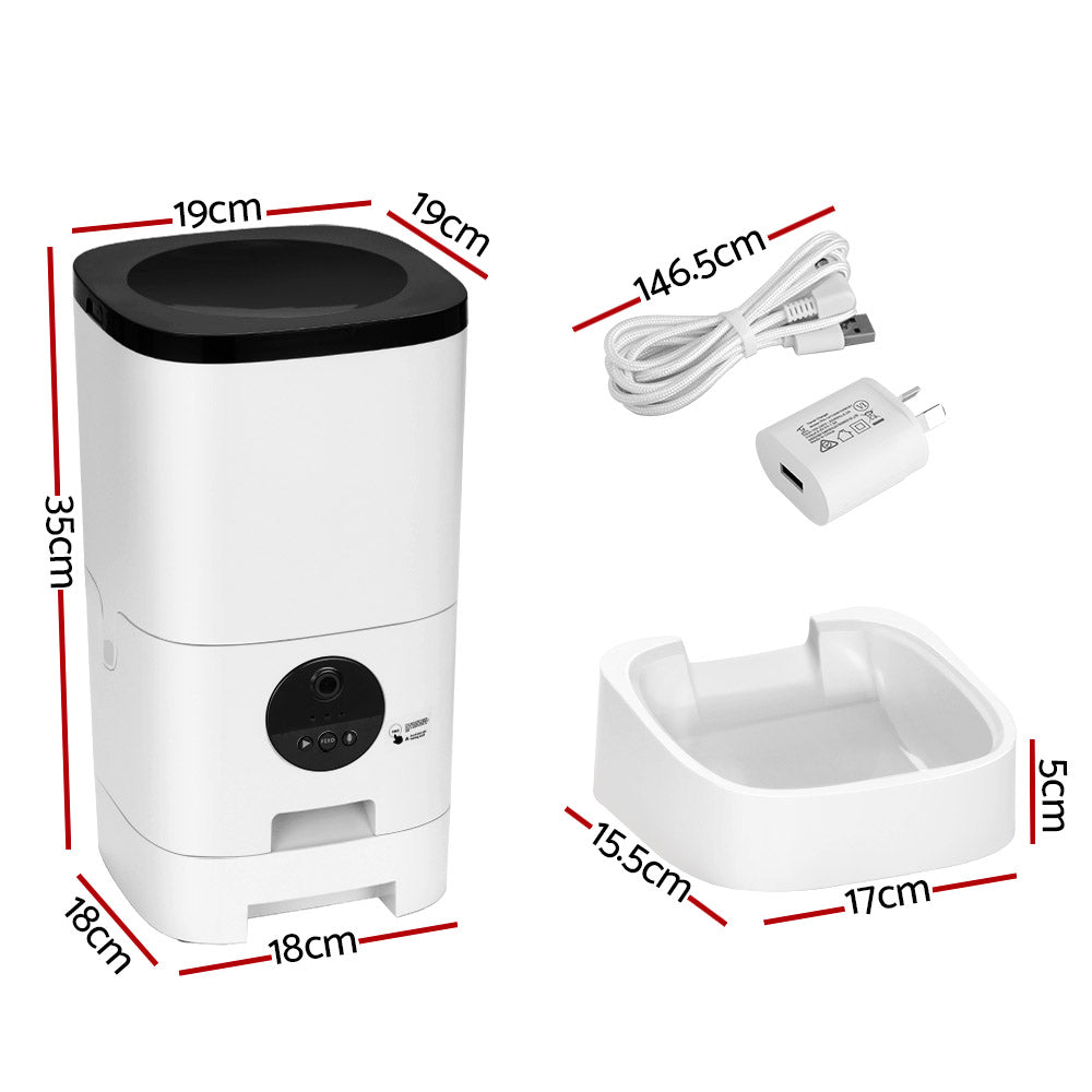 Automatic Pet Feeder 6L Auto Wifi Dog Cat Feeder Smart Food App Control with Video Camera Homecoze