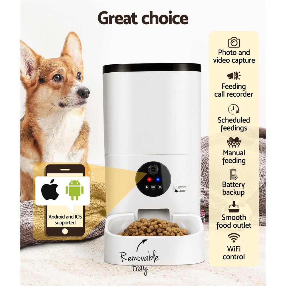 Automatic Pet Feeder 6L Auto Wifi Dog Cat Feeder Smart Food App Control with Video Camera Homecoze