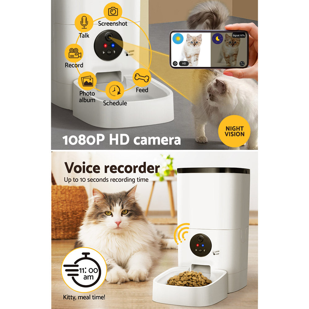 Automatic Pet Feeder 6L Auto Wifi Dog Cat Feeder Smart Food App Control with Video Camera Homecoze