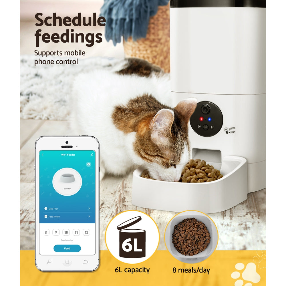 Automatic Pet Feeder 6L Auto Wifi Dog Cat Feeder Smart Food App Control with Video Camera Homecoze