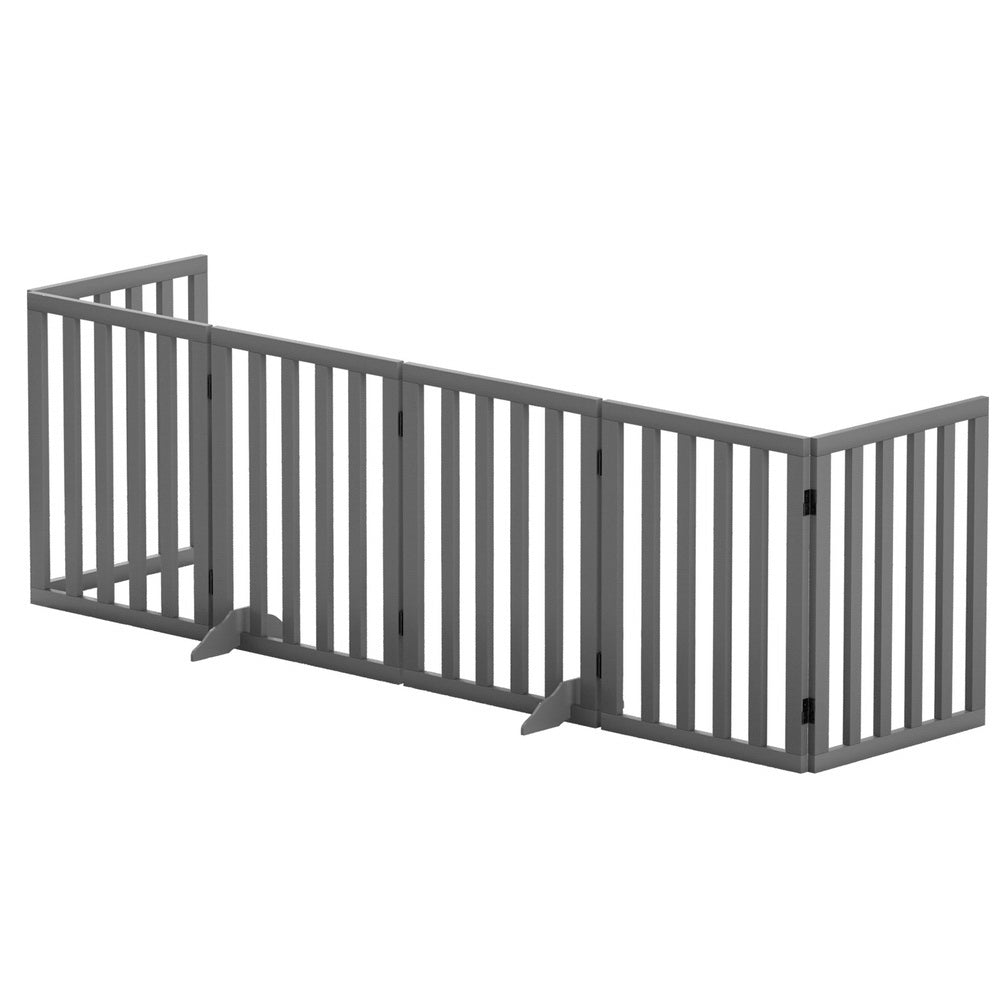 Pet Playpen Enclosure 6 Panel Wooden Dog Fence 2.8m - Grey - Homecoze