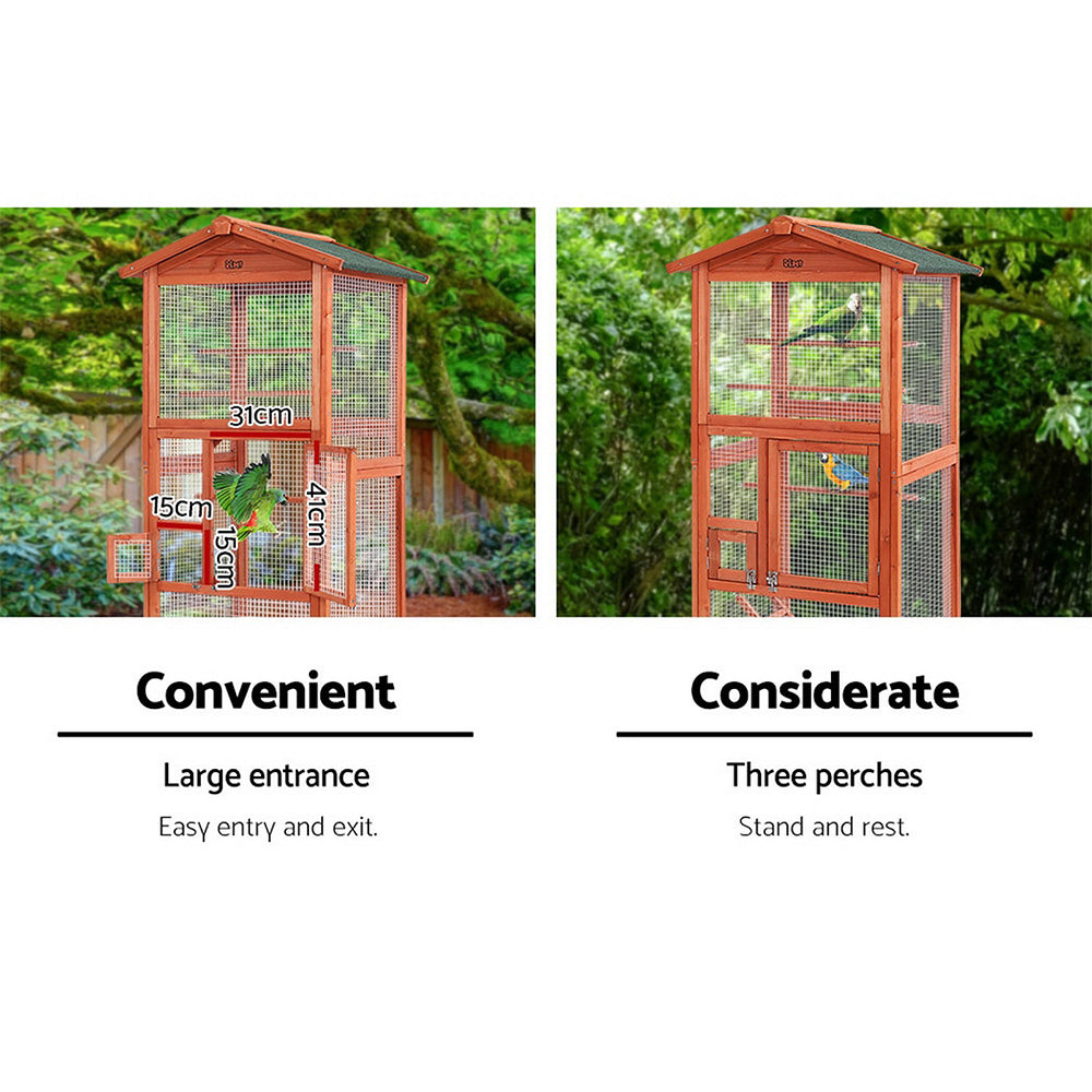 Bird Cage Wooden Pet Cages Aviary Large Carrier Travel Canary Cockatoo Parrot XL Homecoze
