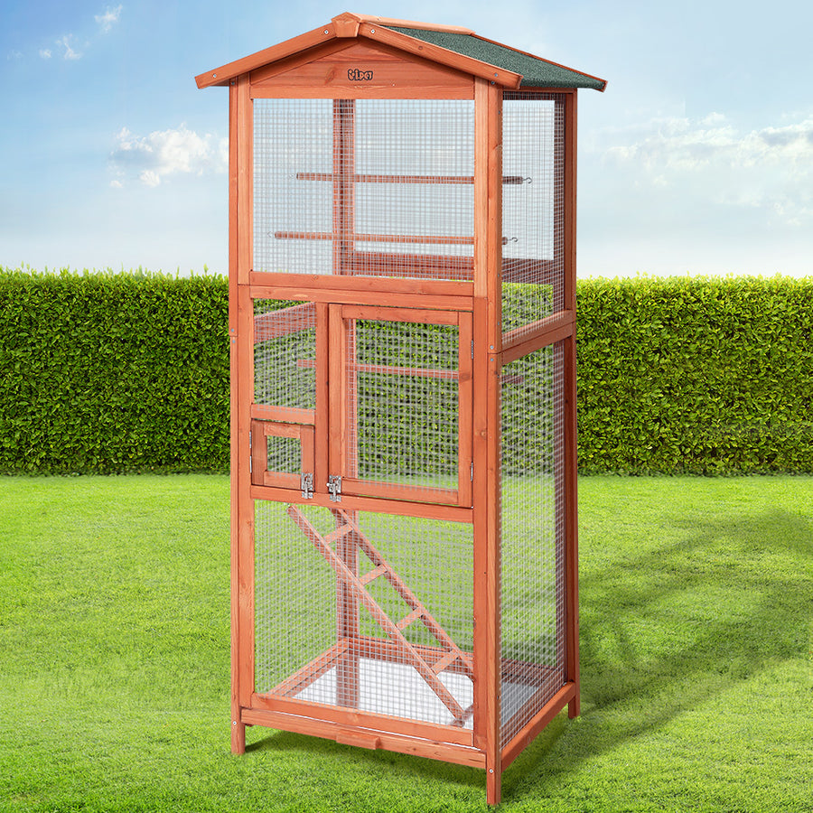 Bird Cage Wooden Pet Cages Aviary Large Carrier Travel Canary Cockatoo Parrot XL Homecoze