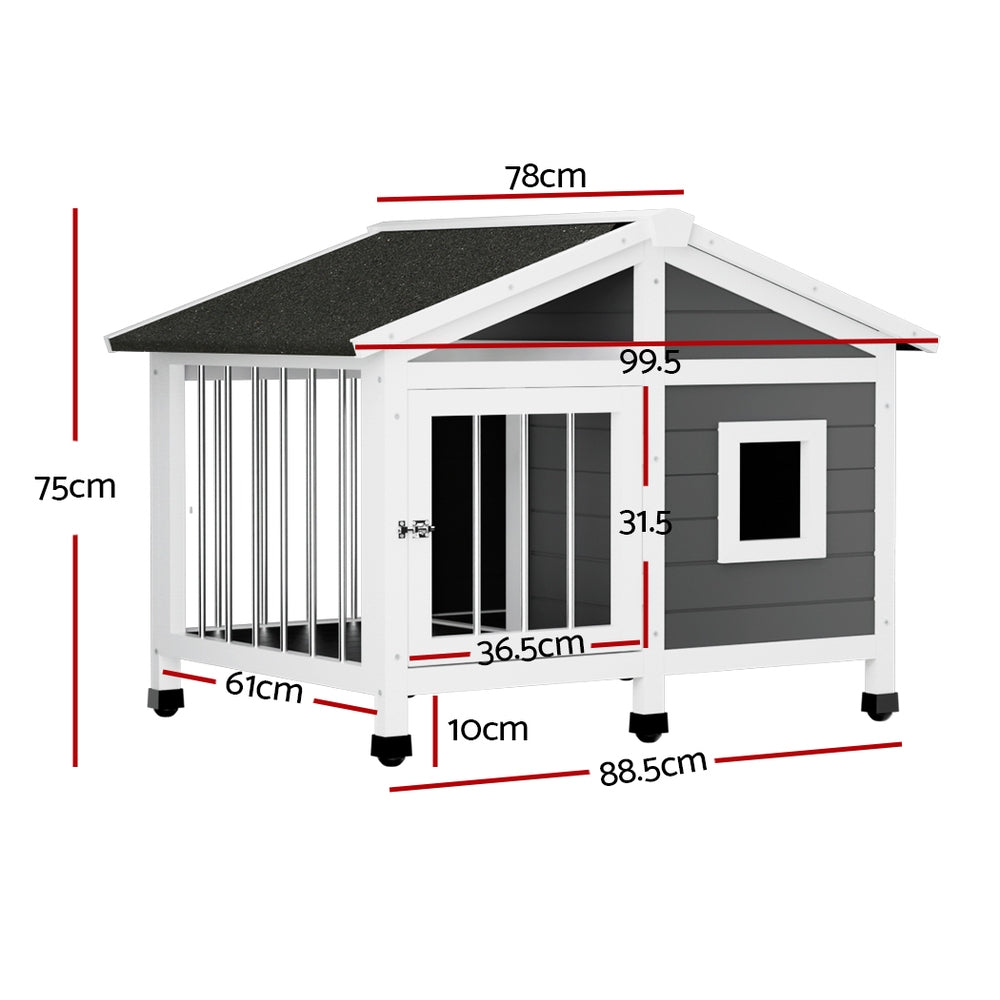 Dog Kennel Large Wooden Pet House Outdoor Puppy Cabin 100cm x 78cm x 75cm - Homecoze