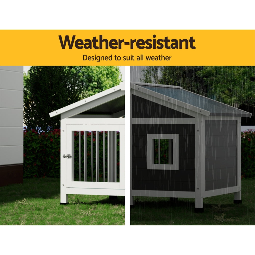 Dog Kennel Large Wooden Pet House Outdoor Puppy Cabin 100cm x 78cm x 75cm - Homecoze