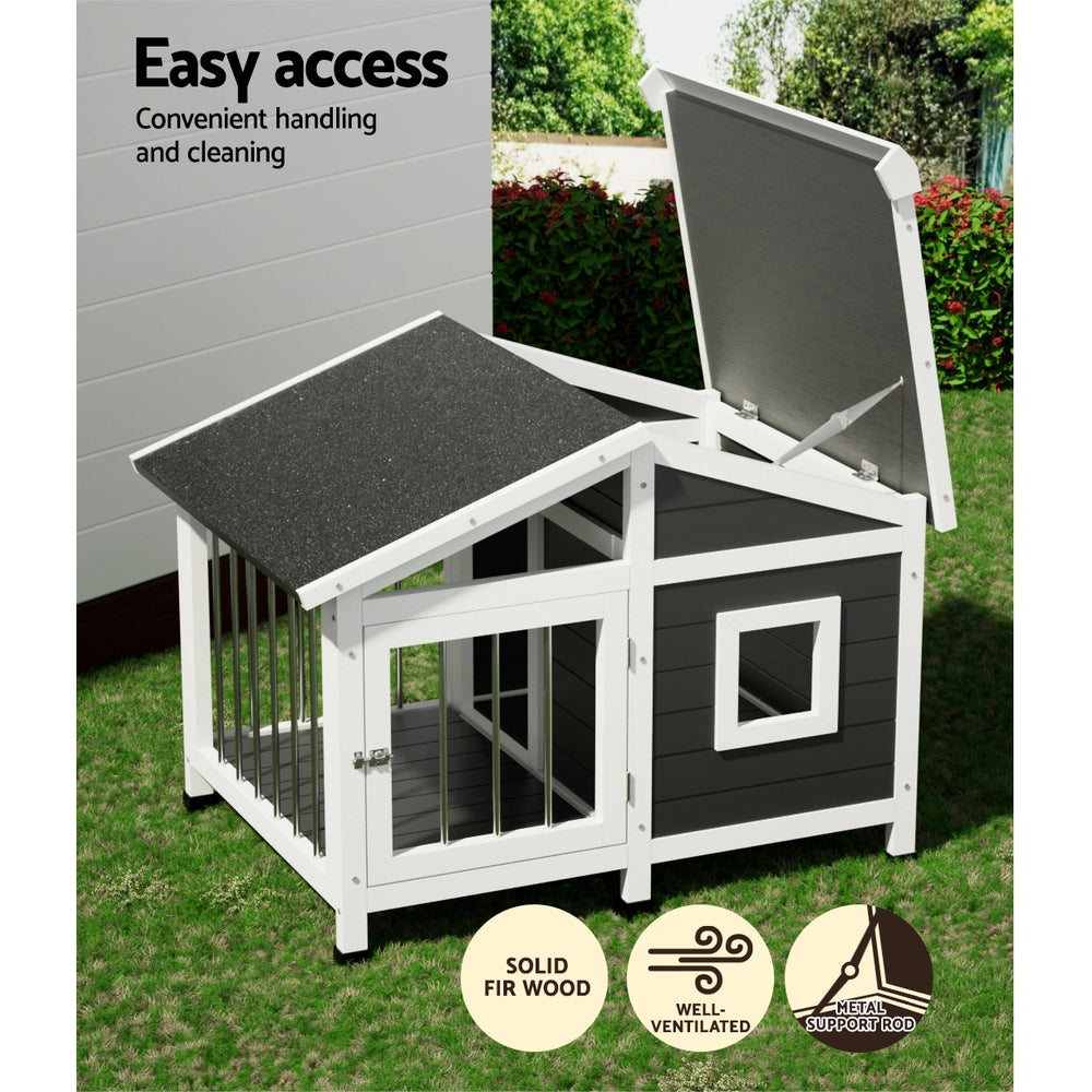 Dog Kennel Large Wooden Pet House Outdoor Puppy Cabin 100cm x 78cm x 75cm - Homecoze