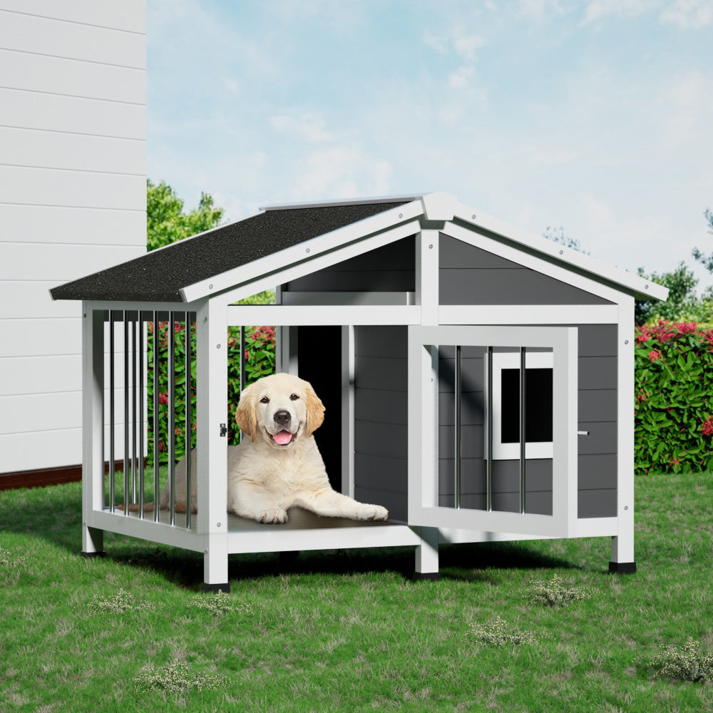 Dog Kennel Large Wooden Pet House Outdoor Puppy Cabin 100cm x 78cm x 75cm