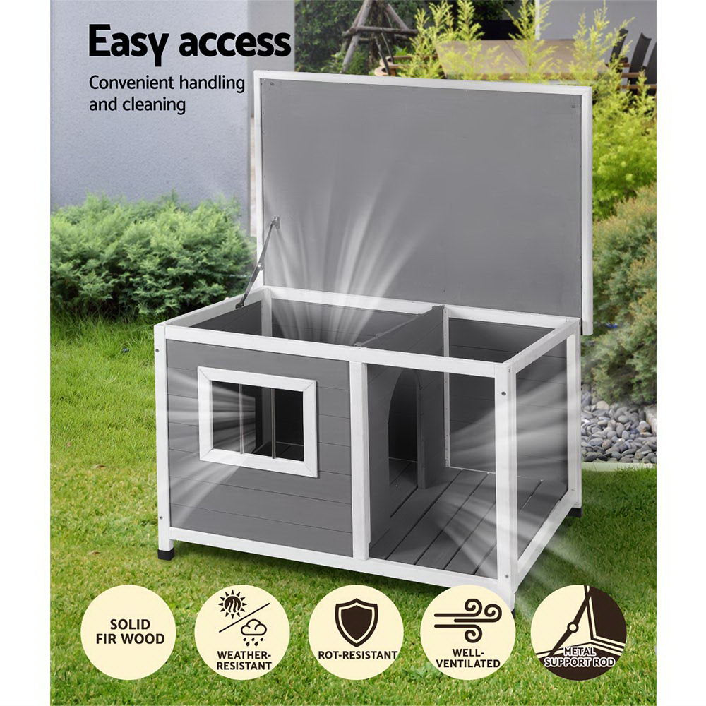 Dog Kennel Large Wooden Pet House Cabin 86cm x 63cm x 60cm Homecoze