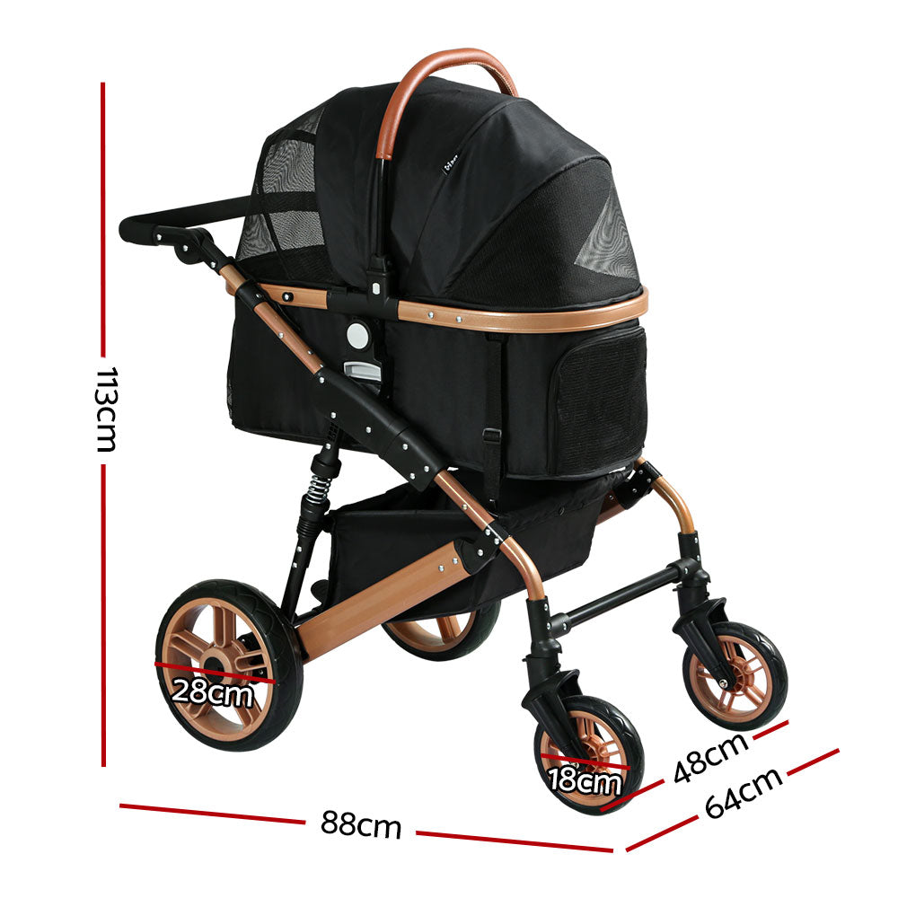 Pet Pram Large Cat or Dog Pushchair 4 Wheel Foldable Carrier Stroller Homecoze