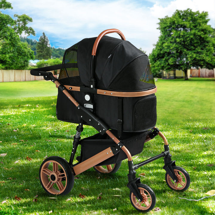 Pet Pram Large Cat or Dog Pushchair 4 Wheel Foldable Carrier Stroller Homecoze