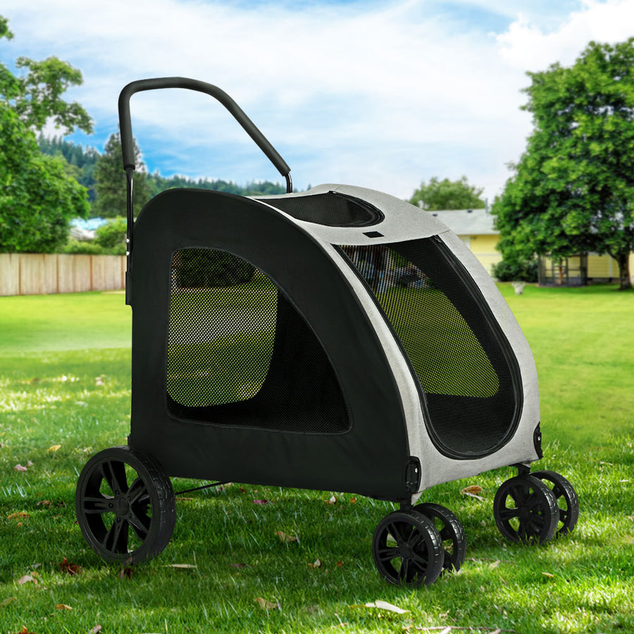 Pet Pram Large Cat or Dog Low Set 4 Wheel Foldable Carrier Stroller Homecoze