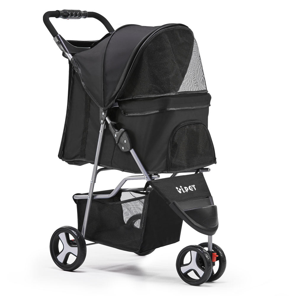 3 Wheel Pet Stroller Fur Baby Pram - Black Homecoze