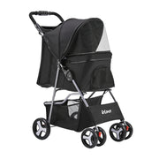4 Wheel Pet Stroller Fur Baby Pram - Black Homecoze