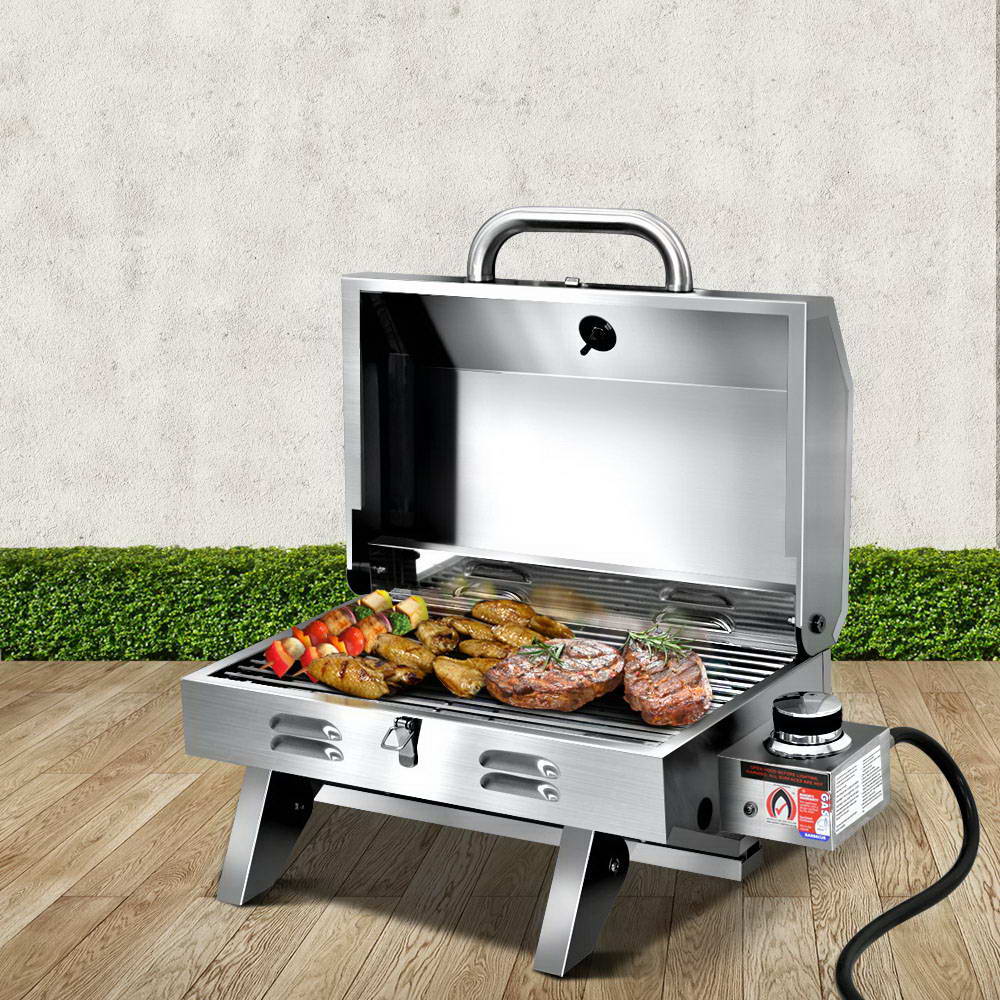 Stainless Steel Portable Gas LPG BBQ Single Burner Mesh Grill Homecoze