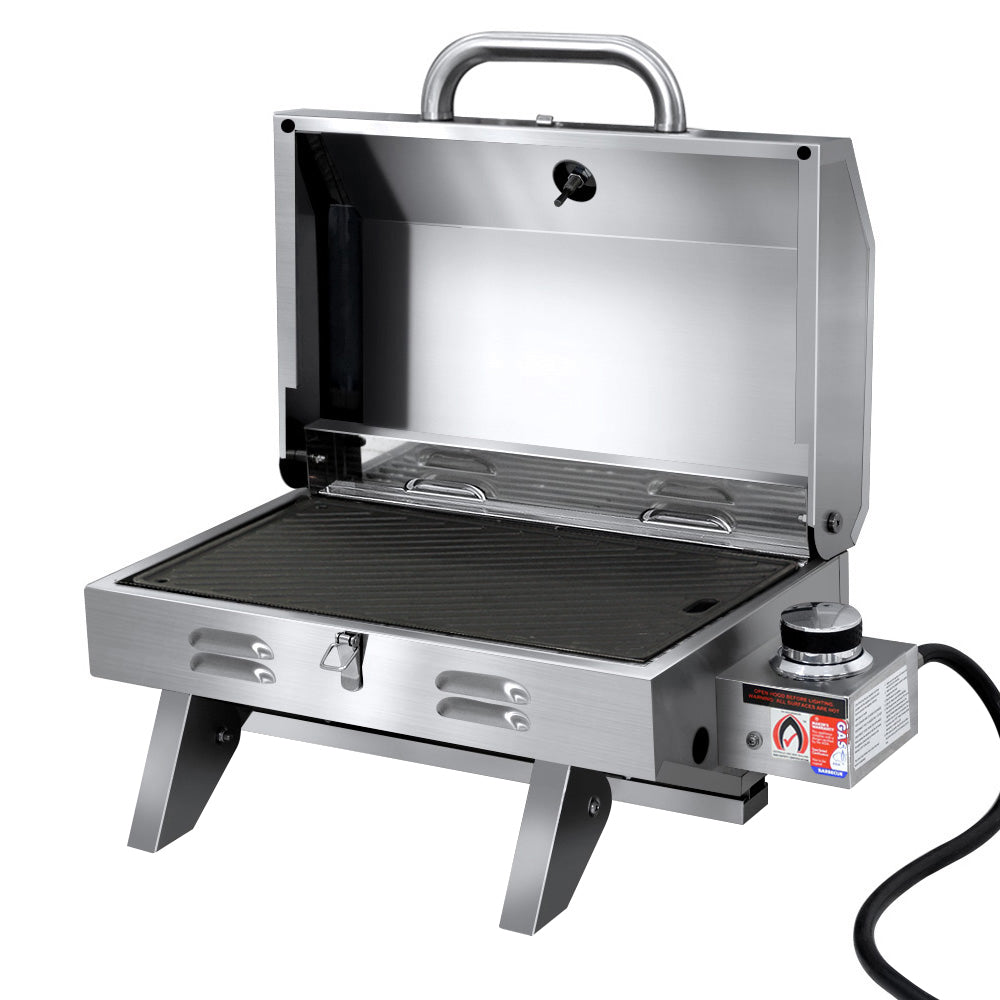 Stainless Steel Portable Gas LPG BBQ Single Burner with Grill Plate Homecoze