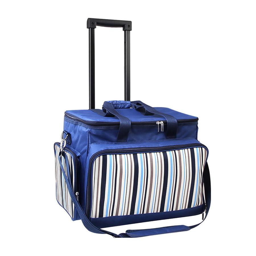 6 Person Picnic Basket Set Picnic Bag Cooler Wheels Insulated Bag Homecoze