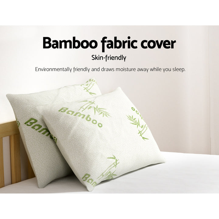 Set of 4 Hotel Style Bed Pillows Firm and Medium Firm Pack with Bamboo Cover Homecoze