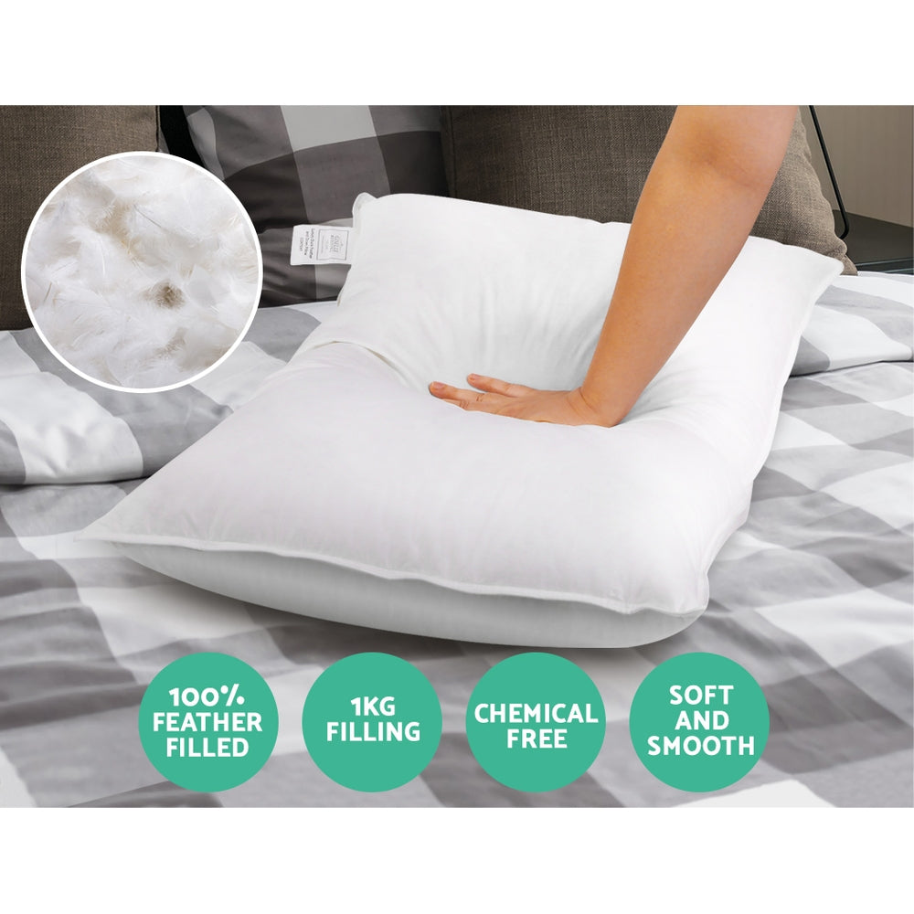 Set of 2 Duck Down Pillow - White Homecoze