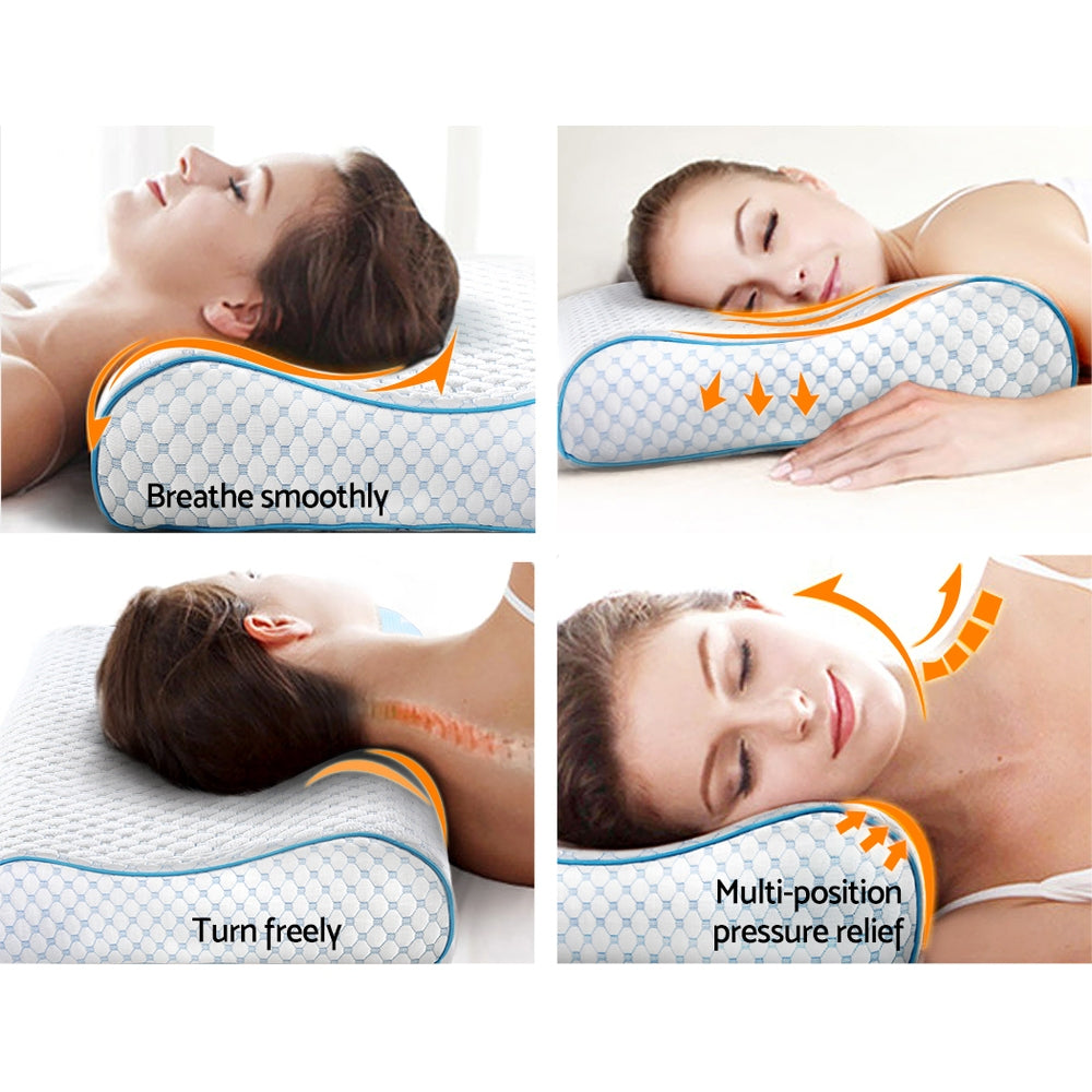 Memory Foam Pillow Ice Silk Cover Contour Pillows Cool Cervical Support Homecoze