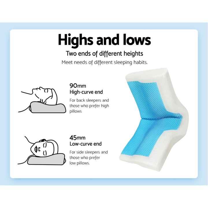 Cool Gel Support Foam Pillow Neck Pillow Contoured Rebound Cushion Homecoze