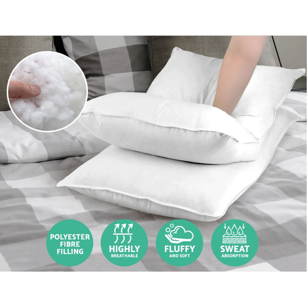 King Size 4 Pack Bed Pillow Medium*2 Firm*2 Microfibre Fiiling Homecoze